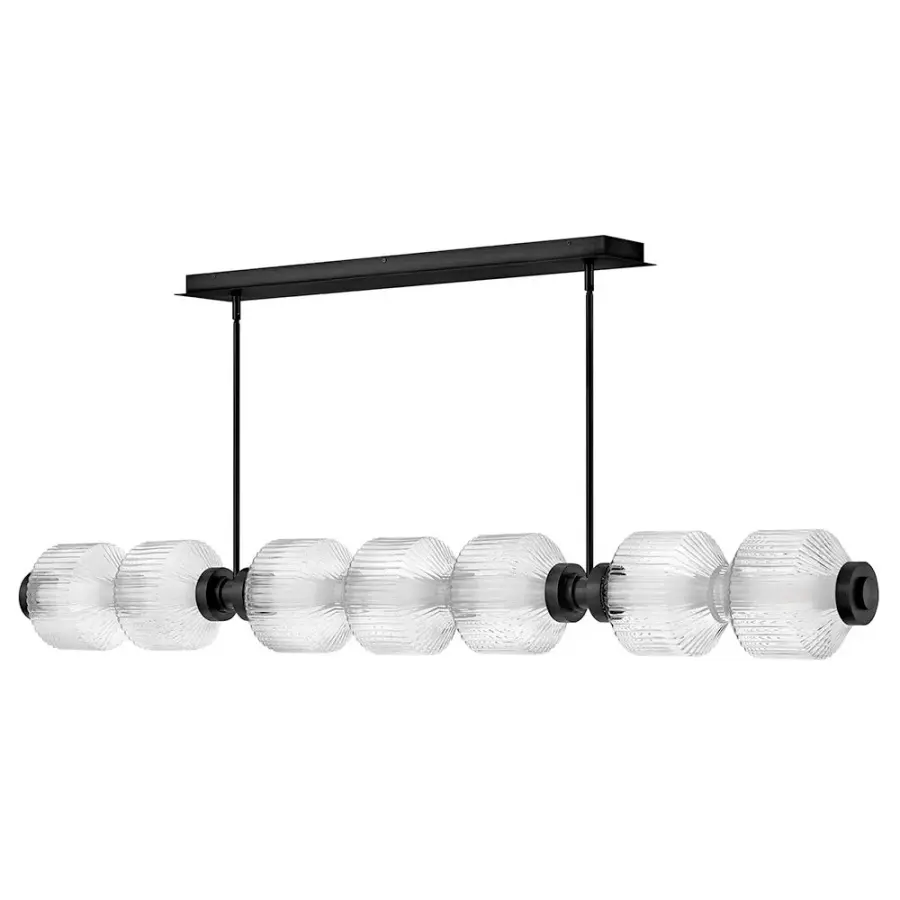 Glamorous Linear Chandelier with Textural Ribbed Glass and LED Efficiency - Image 3