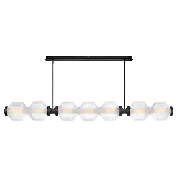 Glamorous Linear Chandelier with Textural Ribbed Glass and LED Efficiency - Image 4