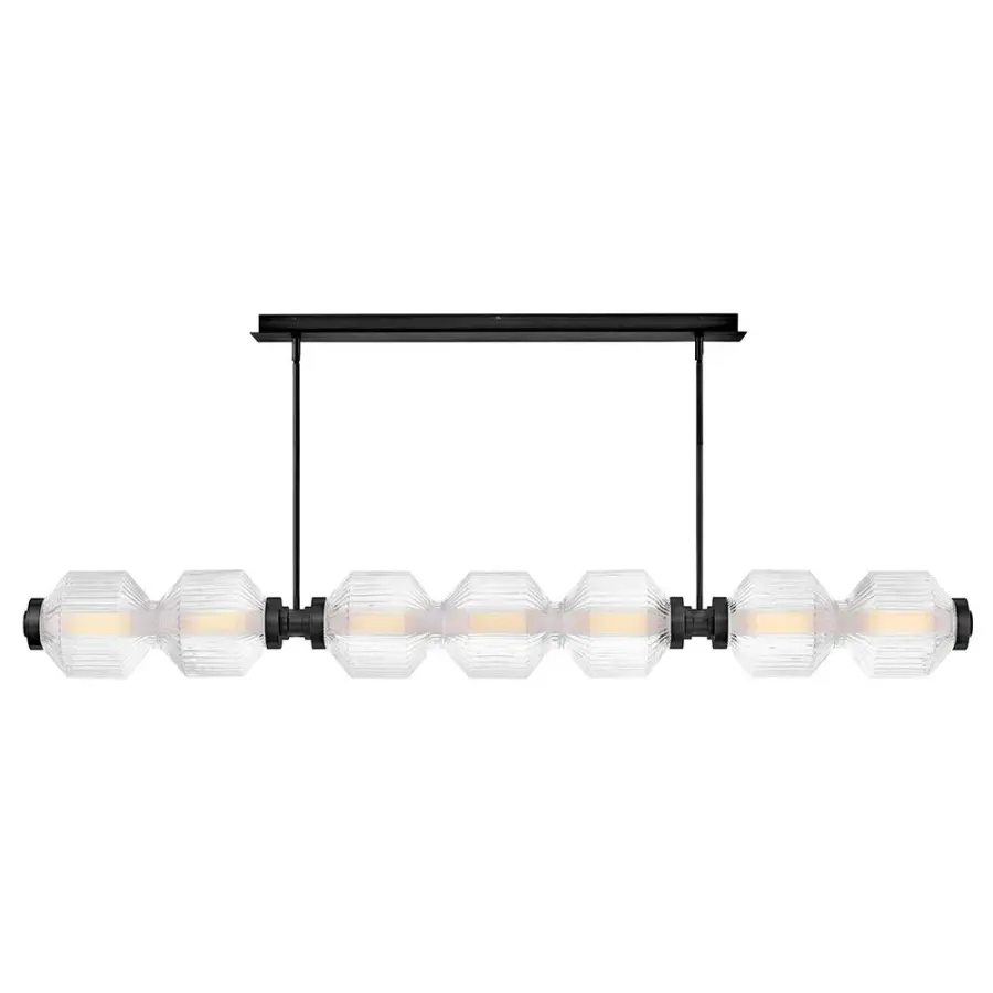 Glamorous Linear Chandelier with Textural Ribbed Glass and LED Efficiency - Image 4