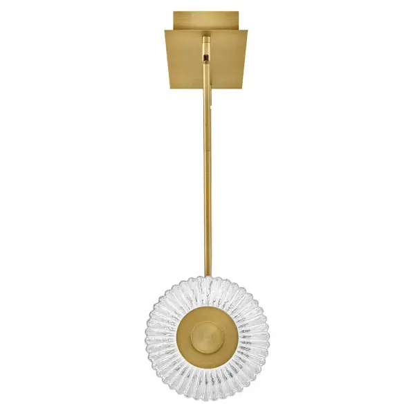 Glamorous Linear Chandelier with Textural Ribbed Glass and Brass Finish - Image 6