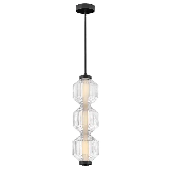 Glamorous Transitional Pendant with Textural Ribbed Glass - Image 1