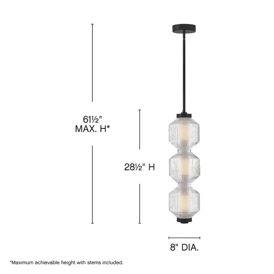 Glamorous Transitional Pendant with Textural Ribbed Glass - Image 3