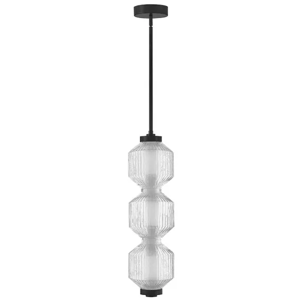 Glamorous Transitional Pendant with Textural Ribbed Glass - Image 4