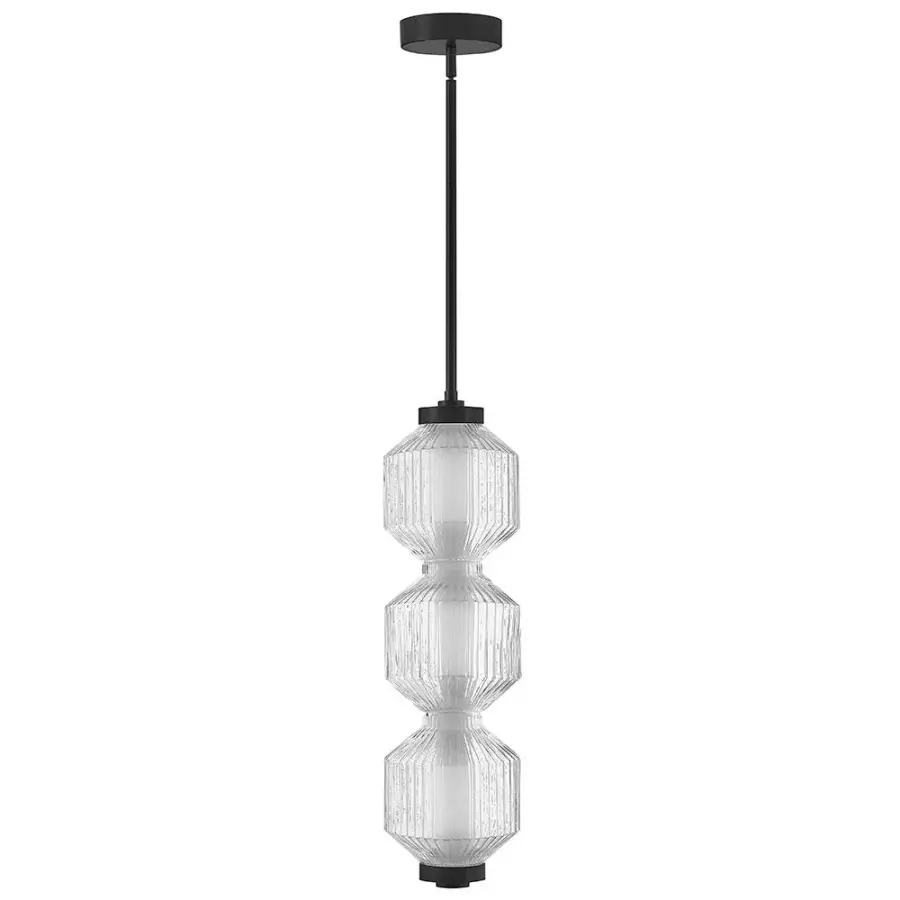 Glamorous Transitional Pendant with Textural Ribbed Glass - Image 4