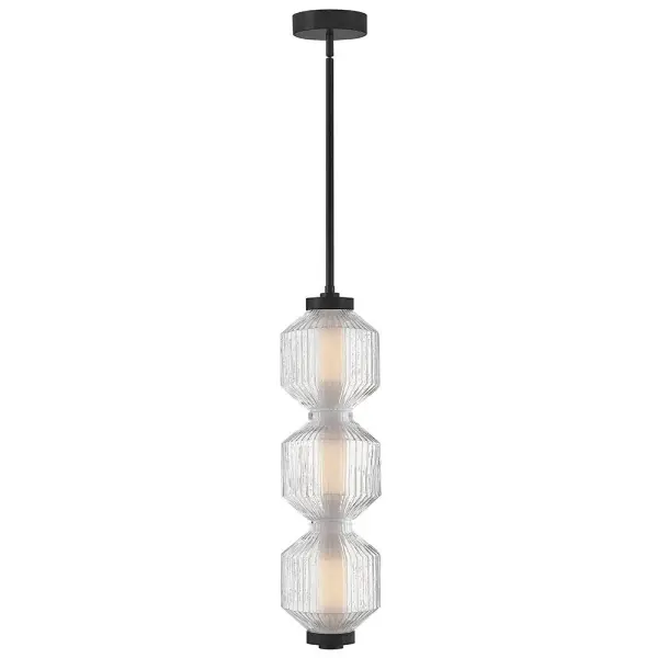 Glamorous Transitional Pendant with Textural Ribbed Glass - Image 8