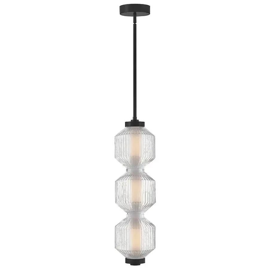 Glamorous Transitional Pendant with Textural Ribbed Glass - Image 8