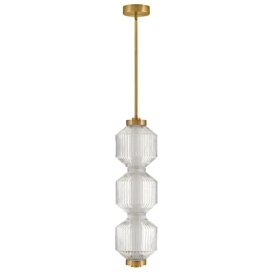 Reign Small LED Convertible Pendant in Lacquered Brass - Image 1