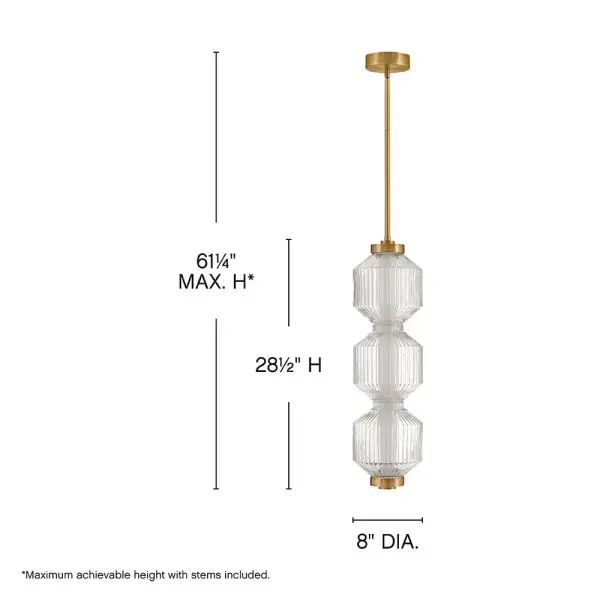 Reign Small LED Convertible Pendant in Lacquered Brass - Image 2