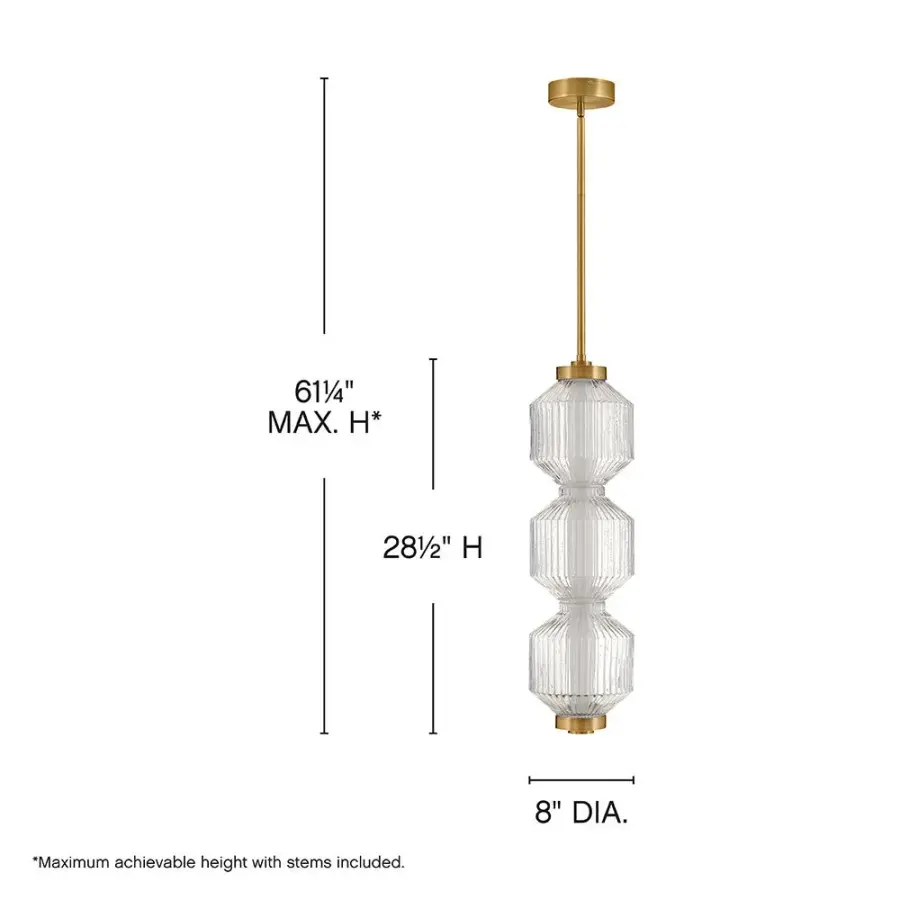 Reign Small LED Convertible Pendant in Lacquered Brass - Image 2