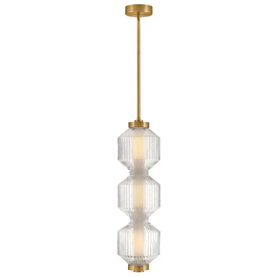 Reign Small LED Convertible Pendant in Lacquered Brass - Image 6