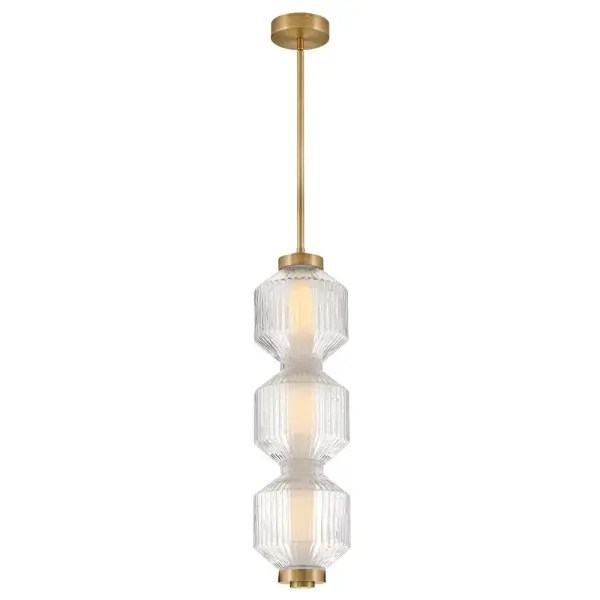 Reign Small LED Convertible Pendant in Lacquered Brass - Image 7