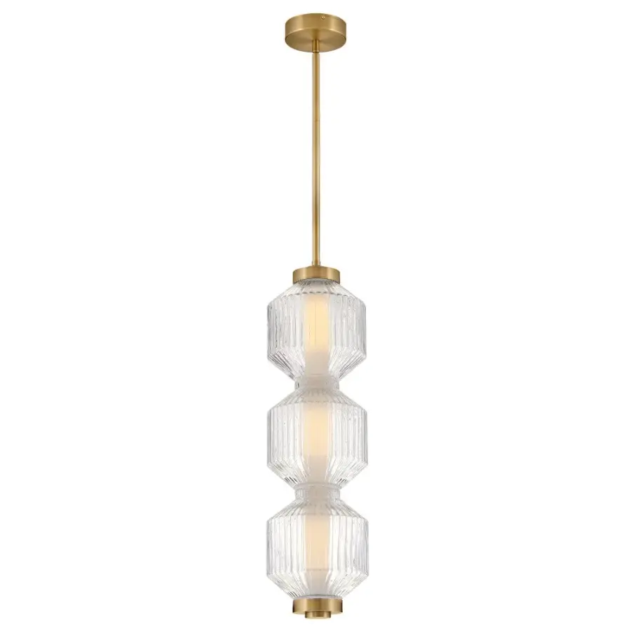 Reign Small LED Convertible Pendant in Lacquered Brass - Image 7