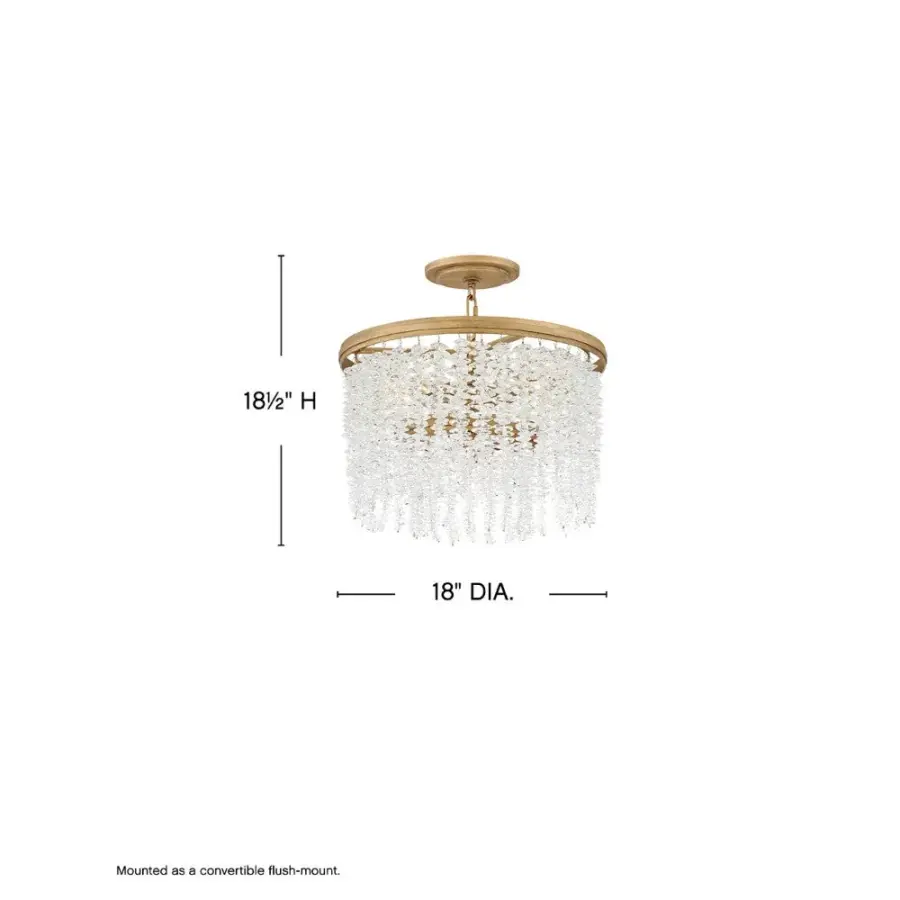 Rubina Medium Crystal Semi-Flush Mount in Burnished Gold - Image 2