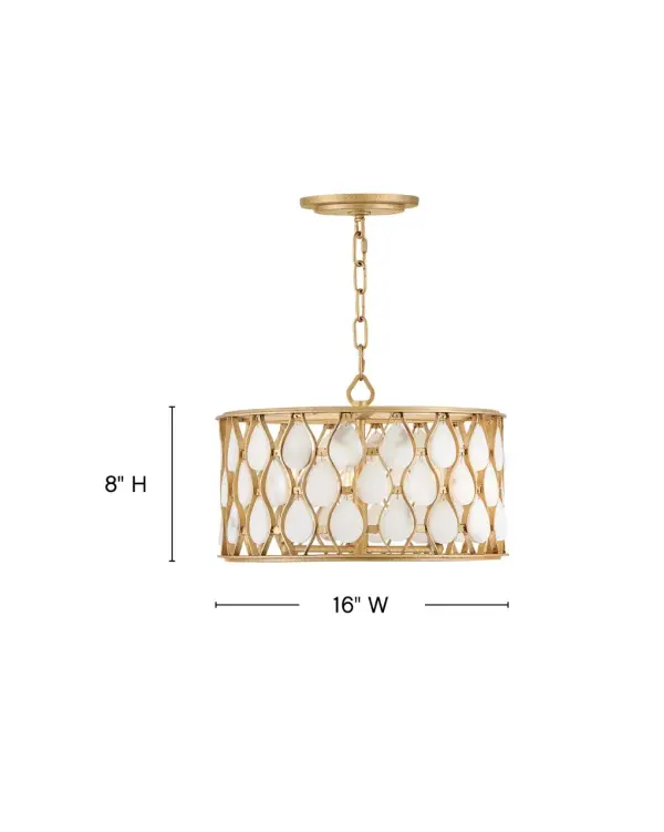 The Estie brings organic elegance with natural alabaster stones set in traditional latticework. Hand-painted Piastra Gold finish and intricate metalwork create a luxurious focal point perfect for traditional and transitional spaces. - alternate view