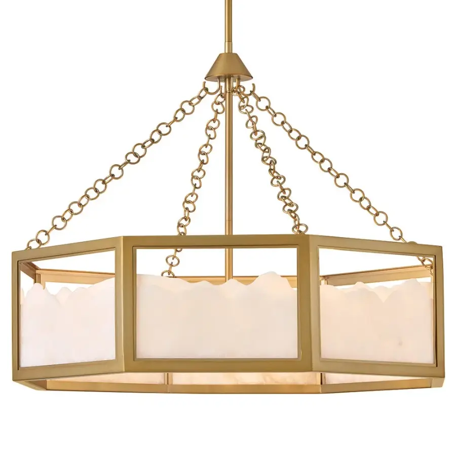 Veleta Large Drum Chandelier in Lacquered Brass - Image 3