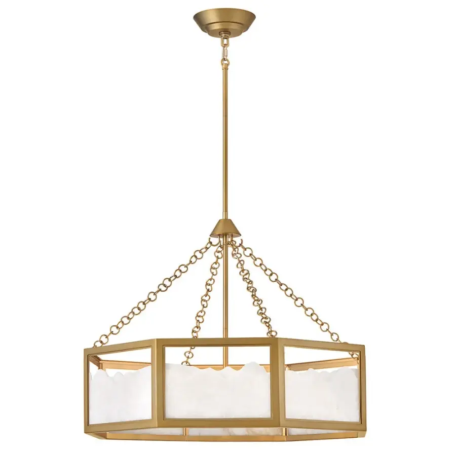 Veleta Large Drum Chandelier in Lacquered Brass - Image 10