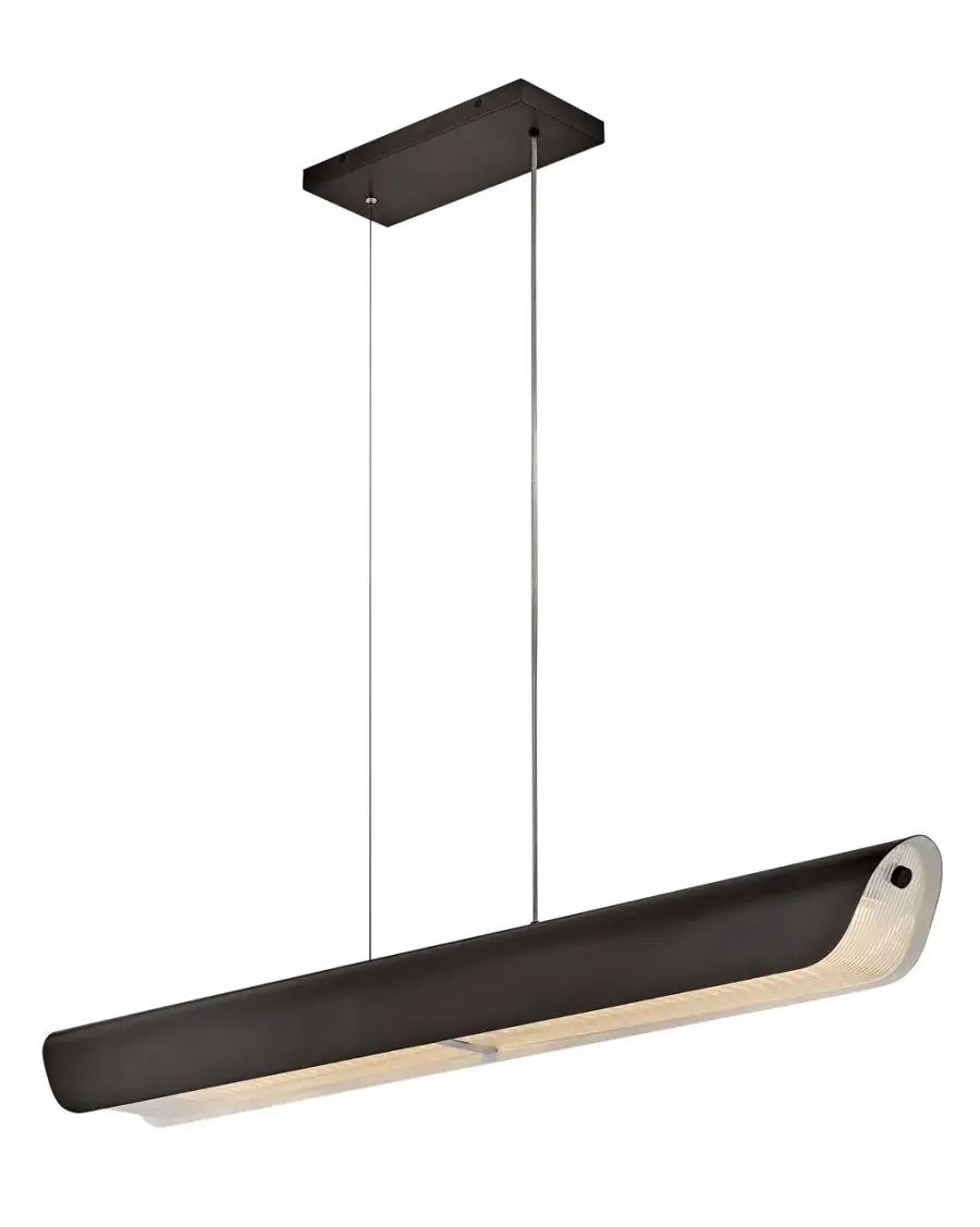 Sleek Linear Pendant with Sophisticated Ribbed Glass Diffusion - Image 1