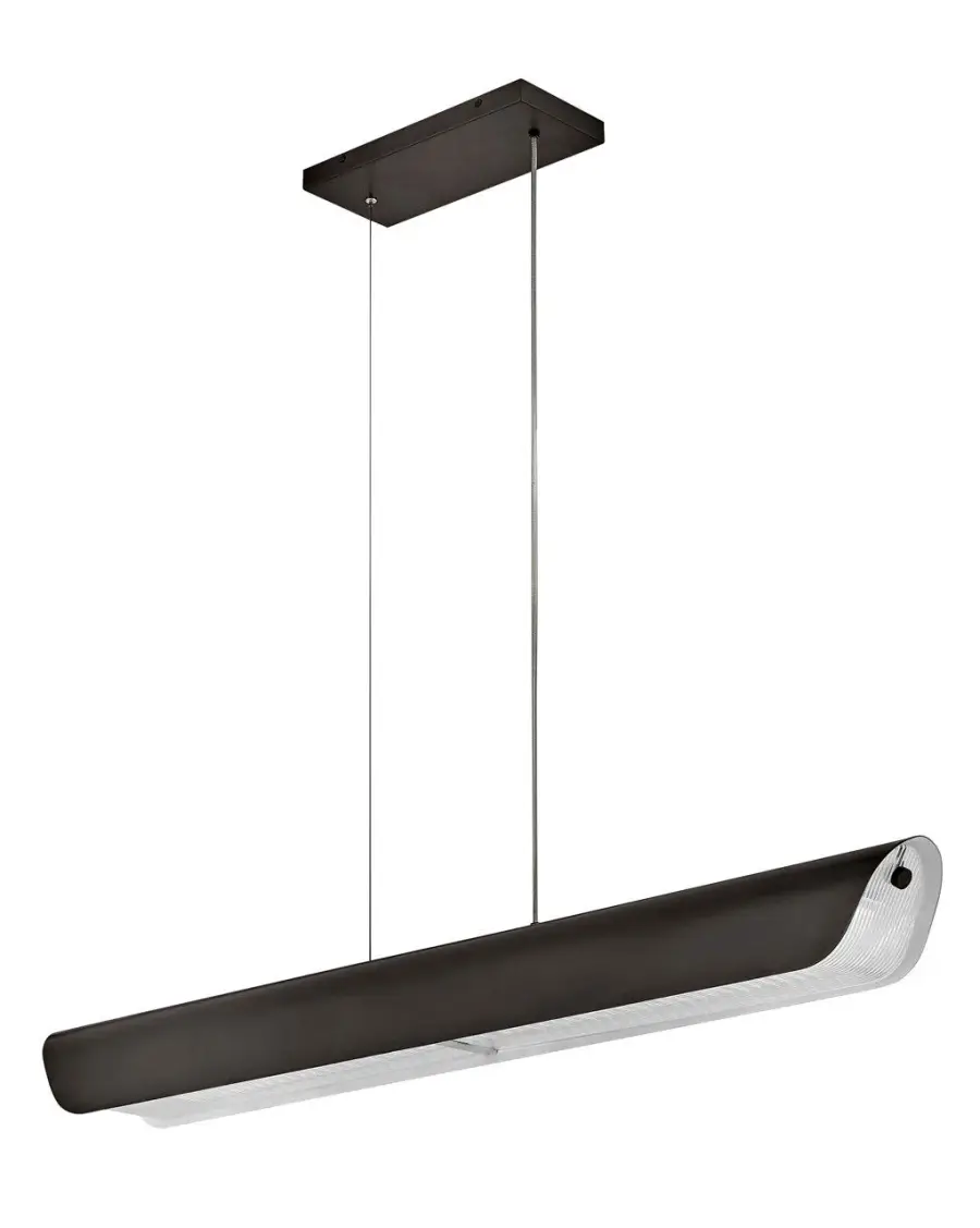 Sleek Linear Pendant with Sophisticated Ribbed Glass Diffusion - Image 3