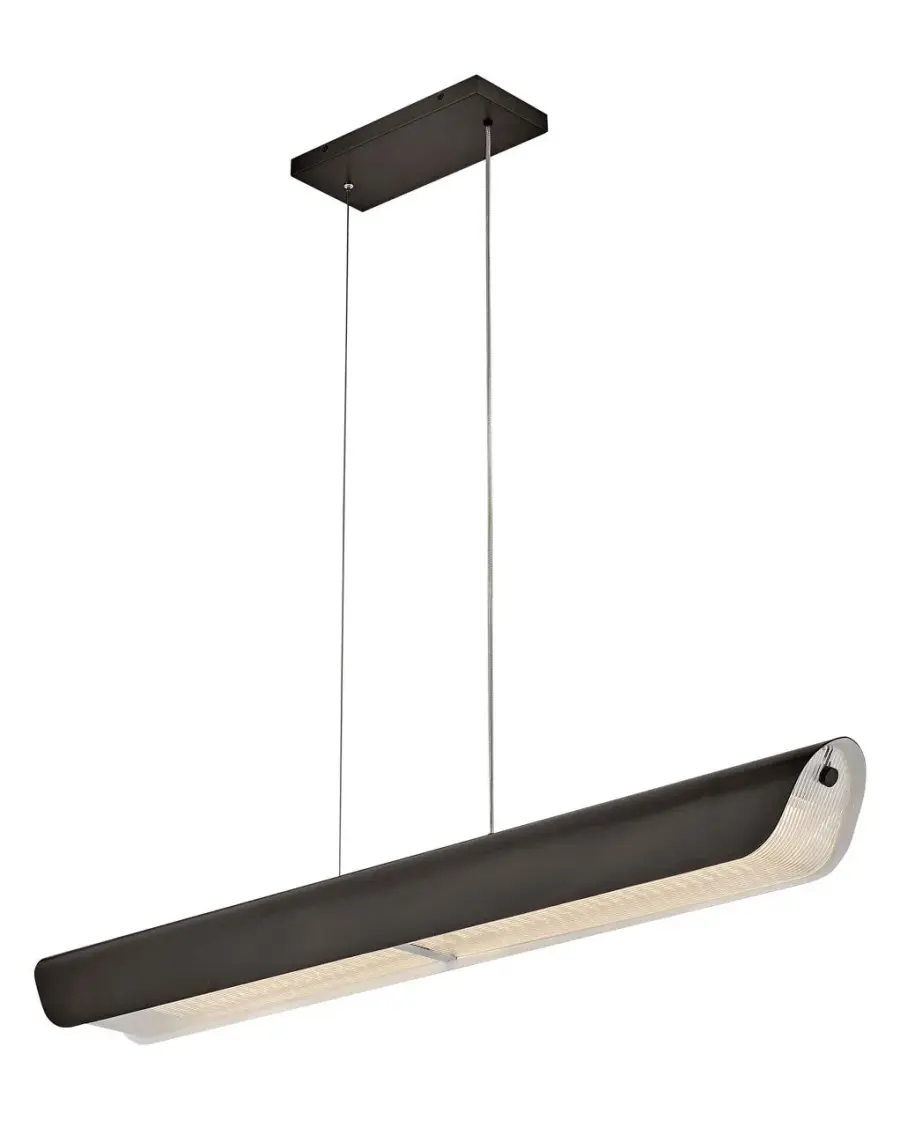 Sleek Linear Pendant with Sophisticated Ribbed Glass Diffusion - Image 4