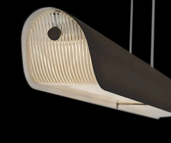 Sleek Linear Pendant with Sophisticated Ribbed Glass Diffusion - Image 9