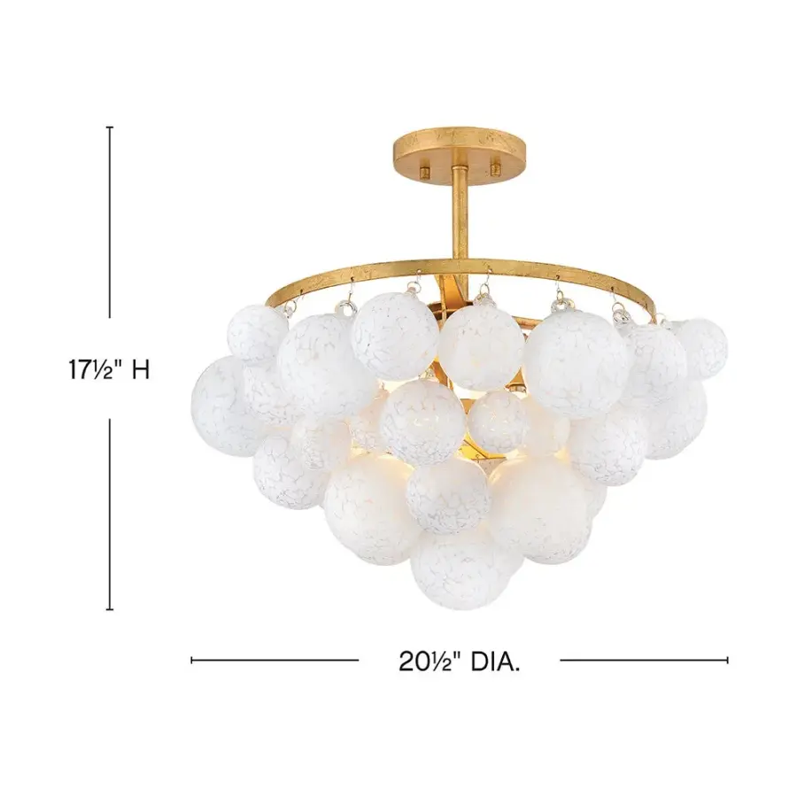 Marabel Medium Semi-Flush Mount in Distressed Brass - Image 2