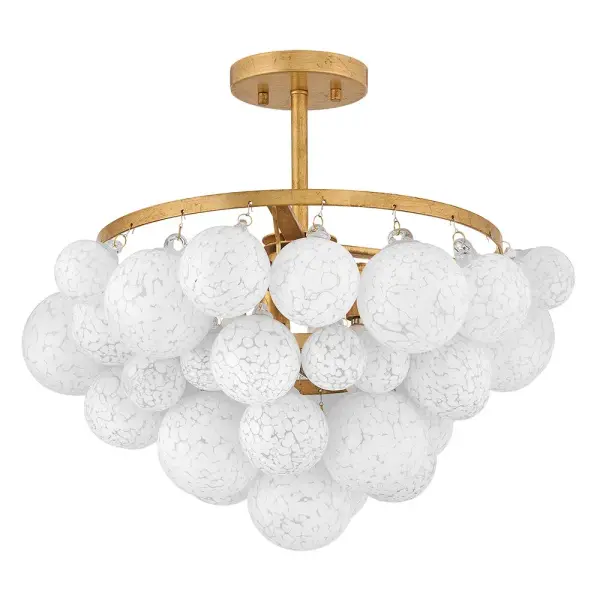 Marabel Medium Semi-Flush Mount in Distressed Brass - Image 7