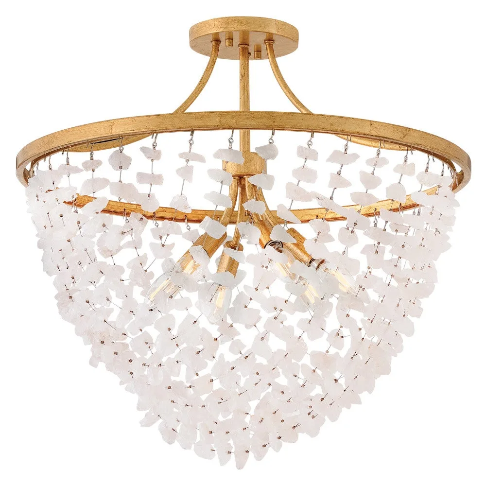 Myra LED Semi-Flush Mount in Distressed Brass