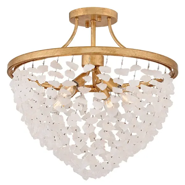 Myra Medium Semi-Flush Mount in Distressed Brass - Image 1