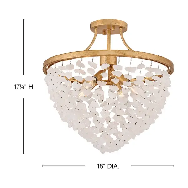 Myra Medium Semi-Flush Mount in Distressed Brass - Image 2