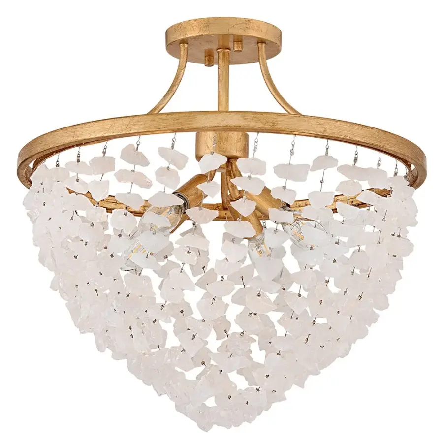 Myra Medium Semi-Flush Mount in Distressed Brass - Image 3