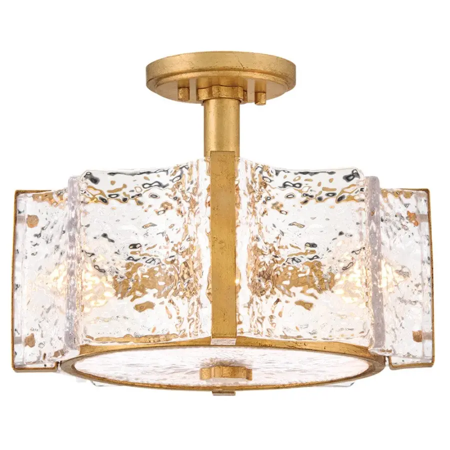 Florian Medium Semi-Flush Mount in Distressed Brass - Image 1