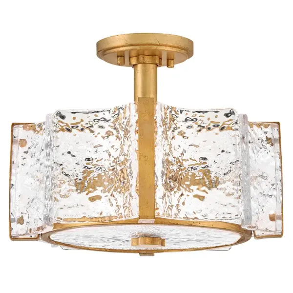 Florian Medium Semi-Flush Mount in Distressed Brass - Image 4