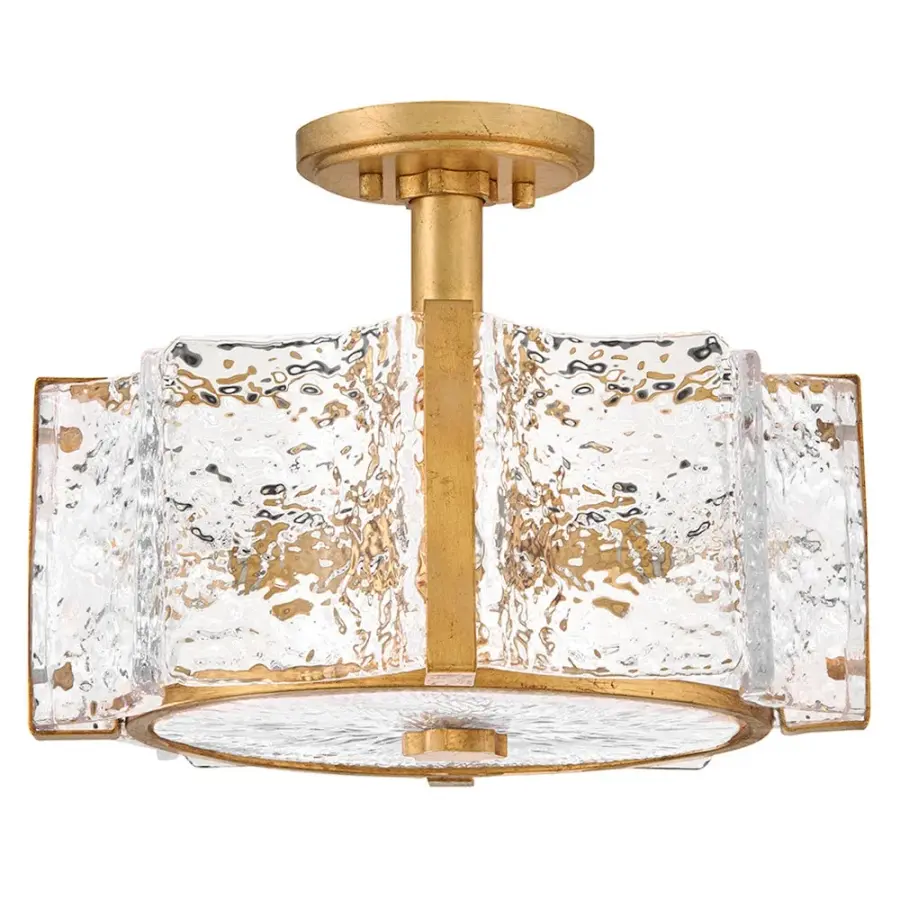 Florian Medium Semi-Flush Mount in Distressed Brass - Image 4