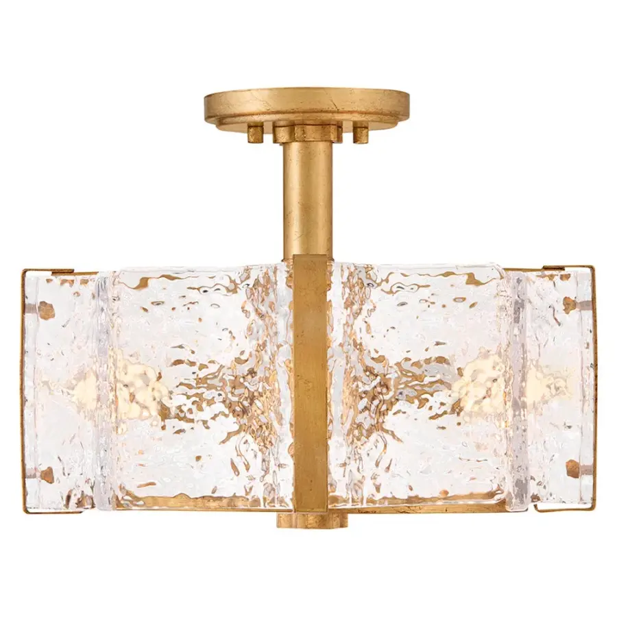 Florian Medium Semi-Flush Mount in Distressed Brass - Image 7