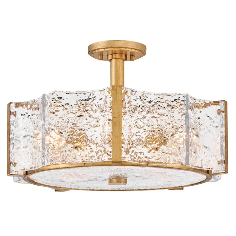 Florian Medium Semi-Flush Mount in Distressed Brass - Image 1