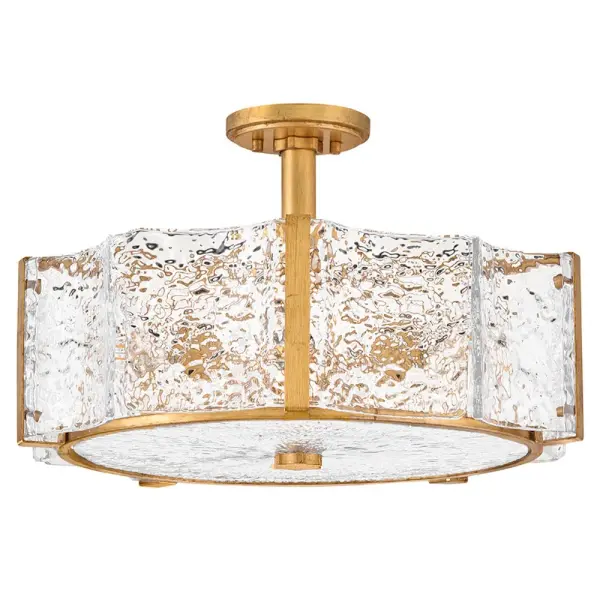 Florian Medium Semi-Flush Mount in Distressed Brass - Image 3