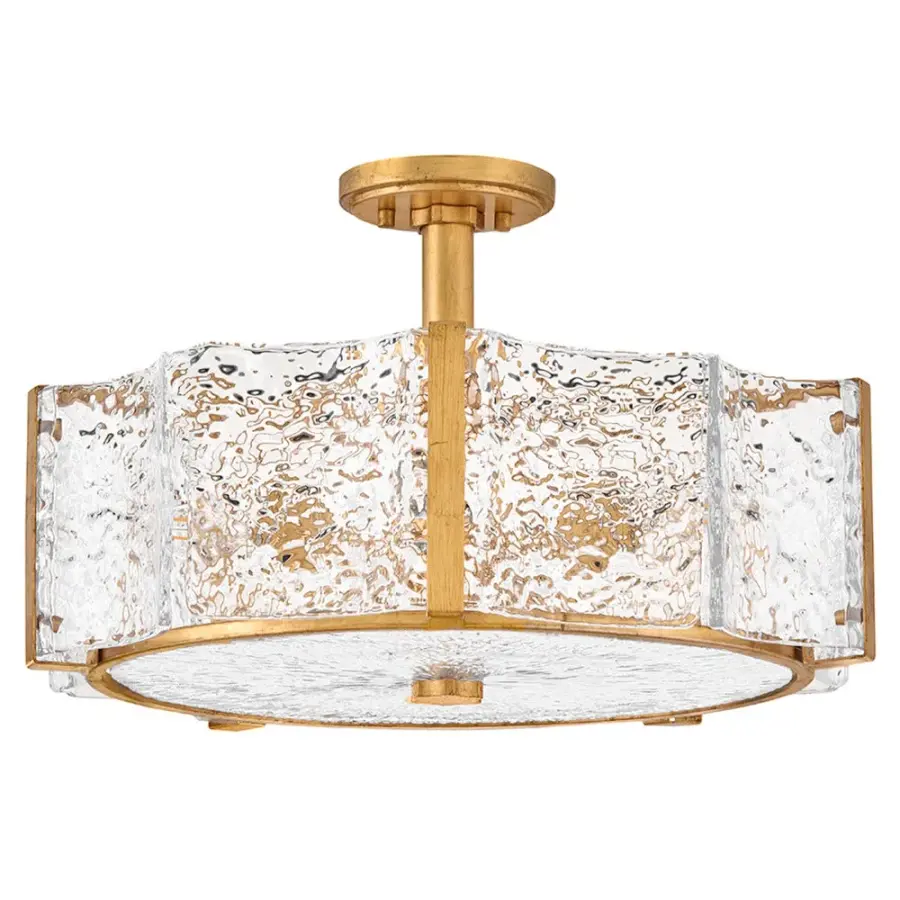 Florian Medium Semi-Flush Mount in Distressed Brass - Image 3