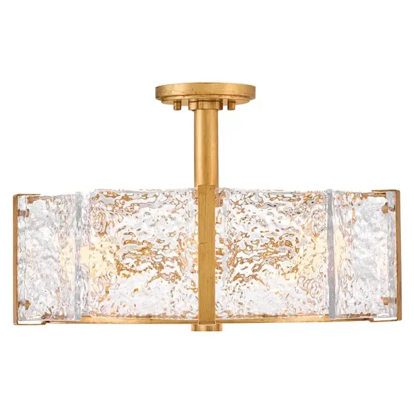 Florian Medium Semi-Flush Mount in Distressed Brass - Image 6