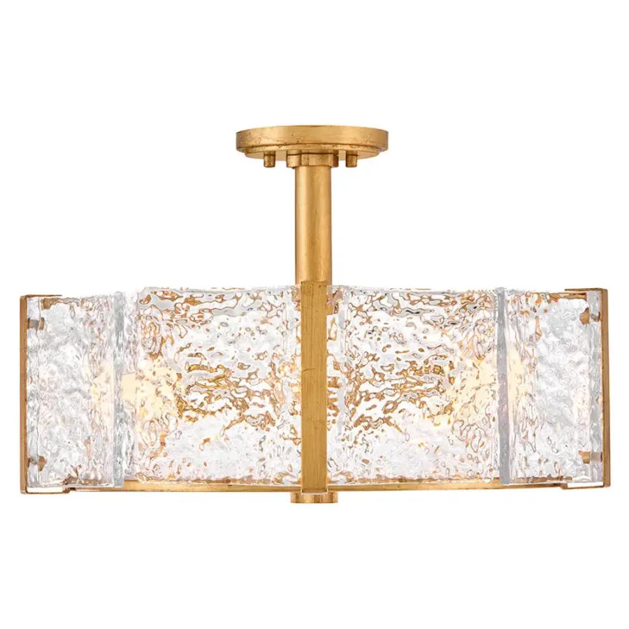 Florian Medium Semi-Flush Mount in Distressed Brass - Image 6
