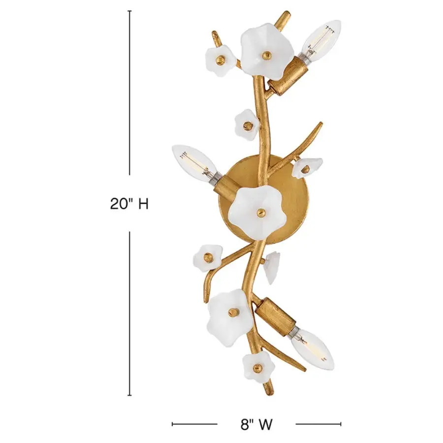 Azalea Large Three Light Sconce in Distressed Brass - Image 2