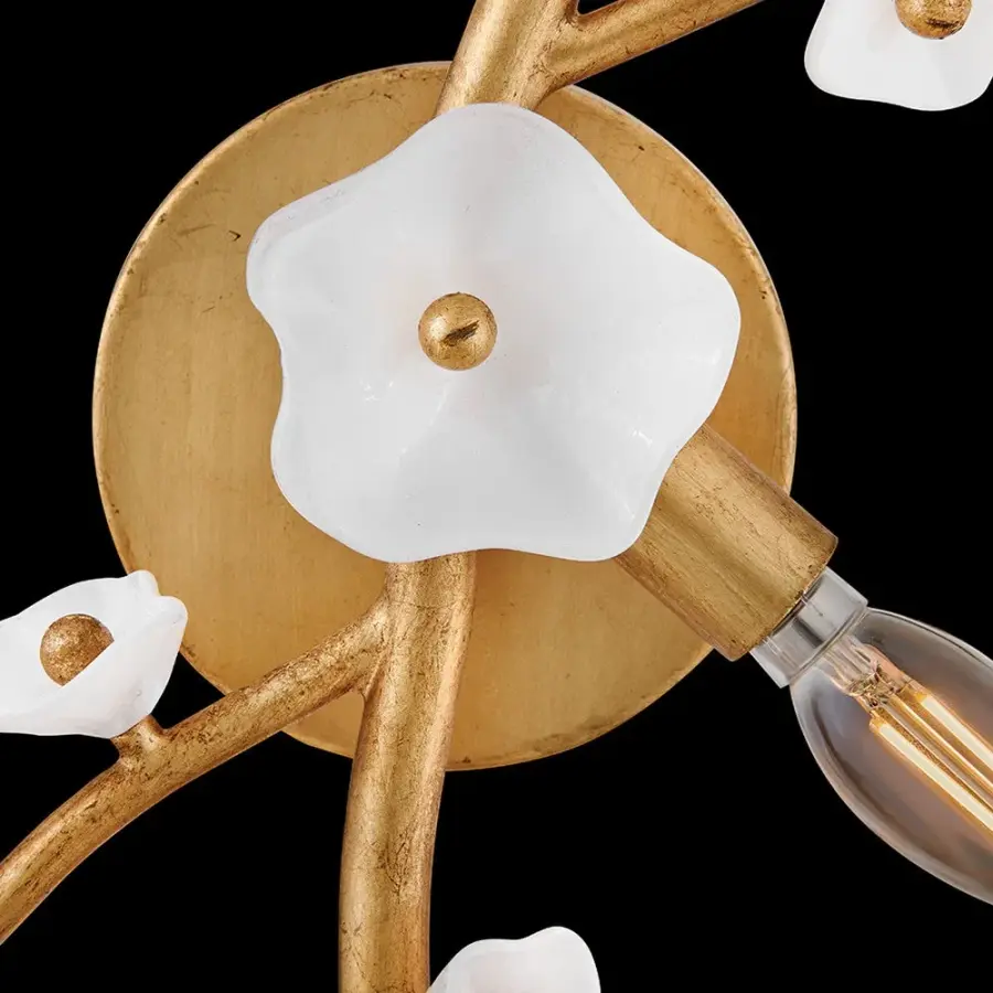 Azalea Large Three Light Sconce in Distressed Brass - Image 3