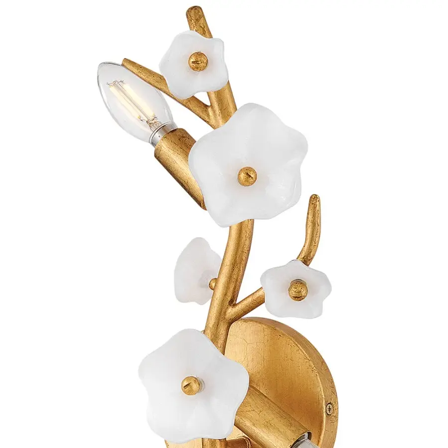 Azalea Large Three Light Sconce in Distressed Brass - Image 4