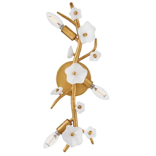 Azalea Large Three Light Sconce in Distressed Brass - Image 5