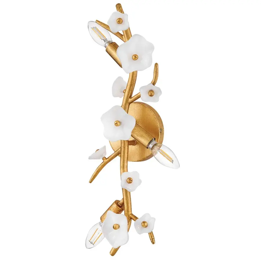 Azalea Large Three Light Sconce in Distressed Brass - Image 6