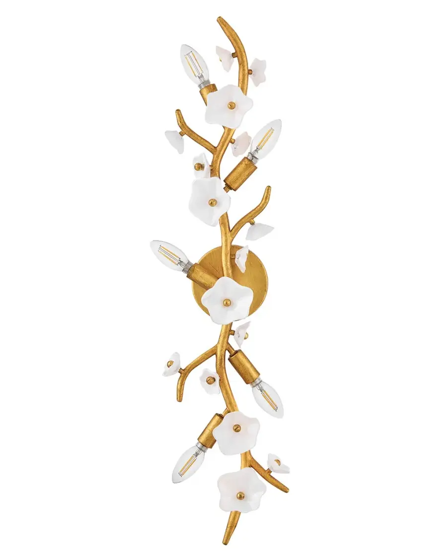 Azalea Large Five Light Sconce in Distressed Brass - Image 2