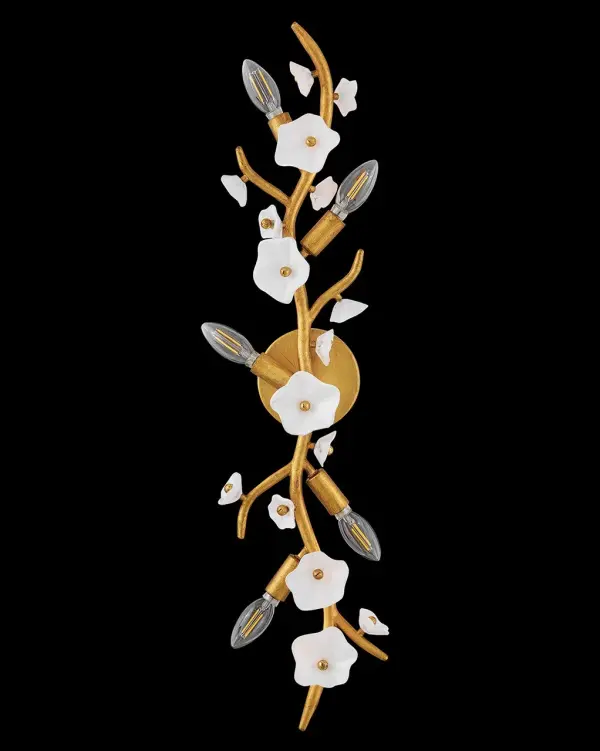 Azalea Large Five Light Sconce in Distressed Brass - Image 7