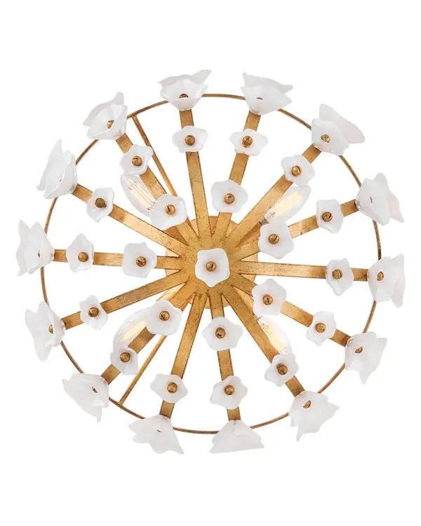 Azalea Medium Semi-Flush Mount in Distressed Brass - Image 4
