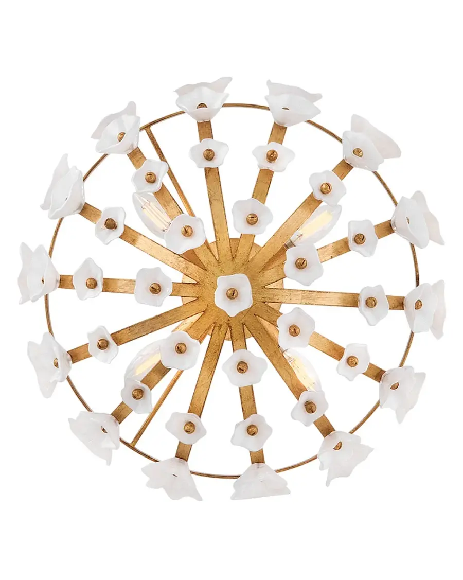 Azalea Medium Semi-Flush Mount in Distressed Brass - Image 4