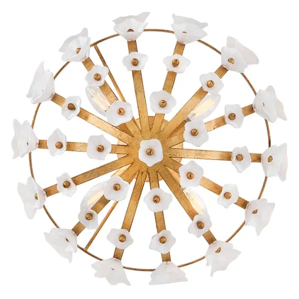 Azalea Medium Semi-Flush Mount in Distressed Brass - Image 6