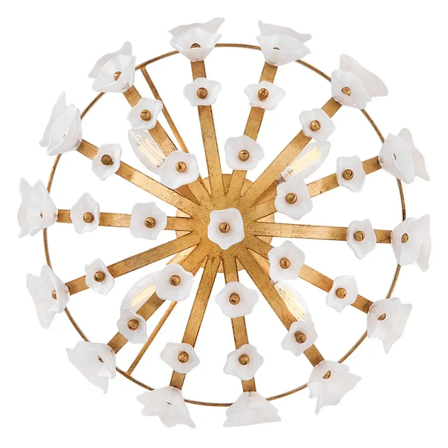 Azalea Medium Semi-Flush Mount in Distressed Brass - Image 6